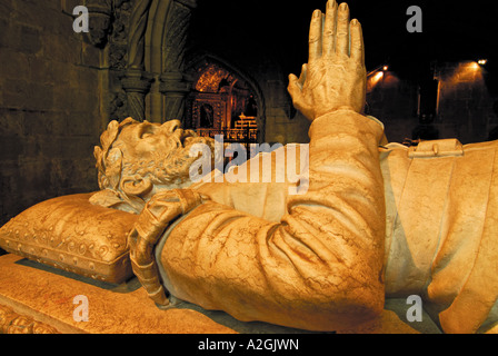 Aus Marmor Grab des nationalen Held und Dichter Luiz Vaz de Camoes, Monastary Mosteiro Dos Jeronimus, Lissabon, Belem, Portugal Stockfoto