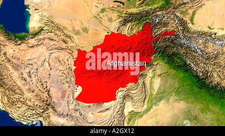 Hervorgehobene Satellitenbild von Afghanistan Stockfoto