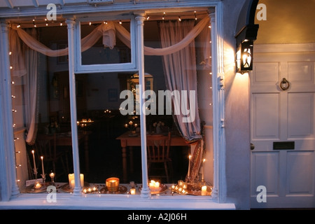 Dunster Candle-Light-Festival findet jedes Jahr am ersten Freitag & Samstag im Dezember statt. Stockfoto