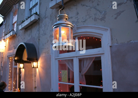 Dunster Candle-Light-Festival findet jedes Jahr am ersten Freitag & Samstag im Dezember statt. Stockfoto