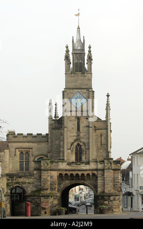 Warwick Osttor Uhrturm an der Ecke der Smith Street und Castle Hill Stockfoto