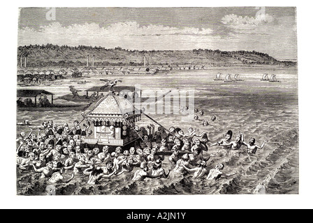 bewegliche Ohren Phönix Auto Heiligtum Schrein Japan orient Anbetung Schwimmer schwimmen ziehen Verkehr Festival Bucht tradition Stockfoto