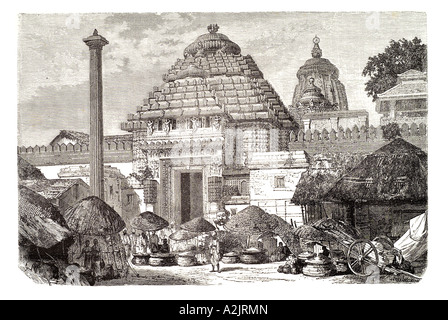 Jaganath Jagannath Tempel Herrn Universum Puri Indien hindu Hinduismus Orissa Religion Anbetung verehren Bhubaneshwar Asien Heiliger Stein Stockfoto