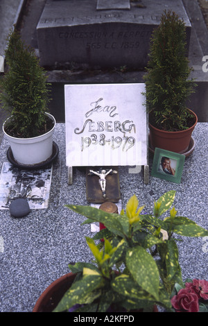 Jean Sebergs Grab Friedhof Montparnasse Paris Frankreich Stockfoto