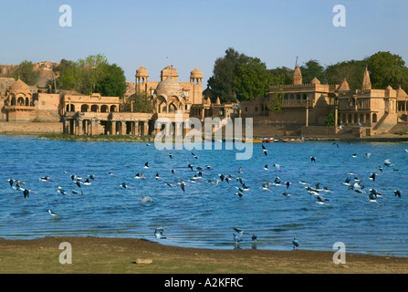 Jain-Tempel von Amar Sagar See Jaisalmer Rajasthan Indien Stockfoto