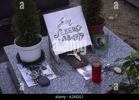 Jean Seberg Grab Montparnasse Friedhof Paris Frankreich Stockfoto