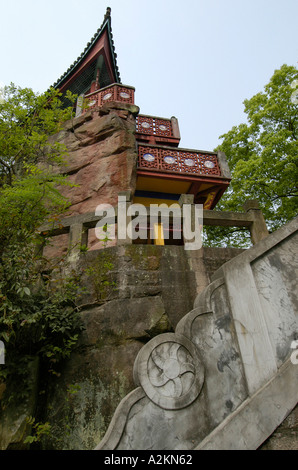 Detail der Shibaozhai Tempel auf Felsen gebaut Stockfoto