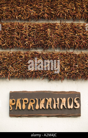 Ungarn, Lake Balaton Region, TIHANY: Paprikahaus, Haus in Paprika Paprika & Zeichen abgedeckt Stockfoto