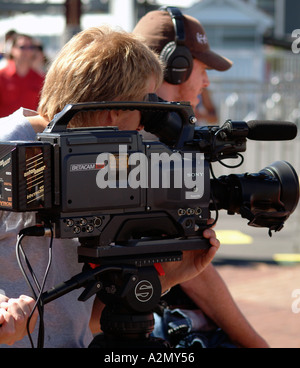 TV-Crew bei der Arbeit Stockfoto