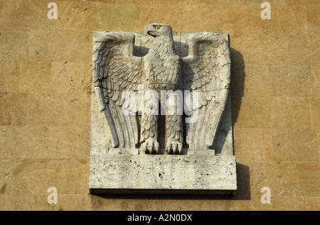 Bundesadler auf der Fassade des Flughafens Tempelhof Bau, Berlin Stockfoto