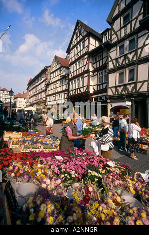 Timer gerahmte Haus in Straße Eschwege Hessen Deutschland Stockfoto