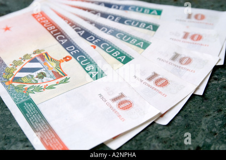 Nahaufnahme von kubanischen Pesos Convertible Stockfoto