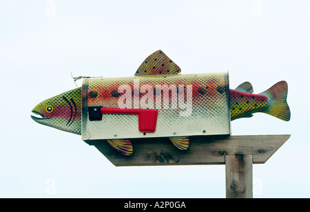 US-amerikanischen am Straßenrand Postfach in Form von Fischen. USA Stockfoto