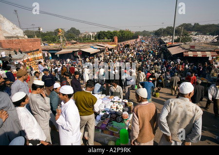 Indien-Delhi Alt Delhi Eid al Adha Massen auf Jamia Masjid Ansatz Stockfoto