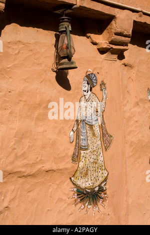 Indien Rajasthan Jodhpur Altstadt Singhvis Haveli typischen Rajasthani-Wandmalerei Stockfoto