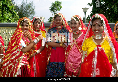 India South Andaman Island Port Blair Republik Day Parade Mädchen in Orissa Zustand Kostüm Stockfoto