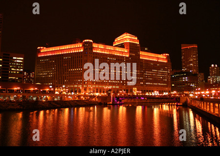 Merchandise Mart Chicago Night Oktober 2006 Stockfoto