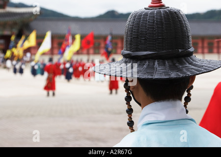 Zeremonie im Gyeongbokgung-Palast, Seoul Stockfoto