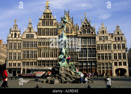 Brabo großer Markt Rathaus Antwerpen-Belgien Stockfoto