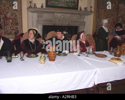 Tudor Bankett re Enactment Kentwell Hall Suffolk England Stockfoto