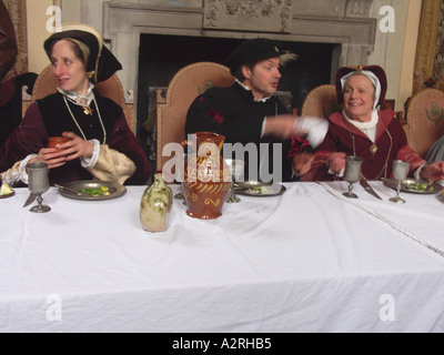 Tudor Bankett re Enactment Kentwell Hall Suffolk England Stockfoto