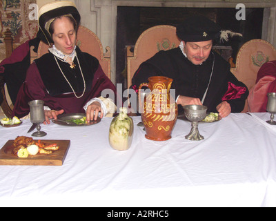 Tudor Bankett re Enactment Kentwell Hall Suffolk England Stockfoto