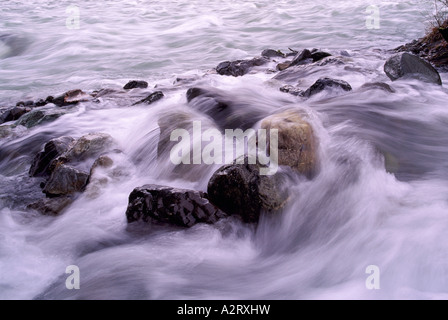 Chilliwack Fluss fließt in das Fraser Valley des südwestlichen British Columbia Kanada Stockfoto