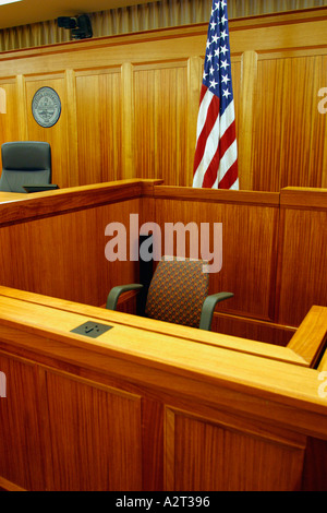 Innenraum der Gerichtssaal Jury Box Boston, Massachusetts Stockfoto