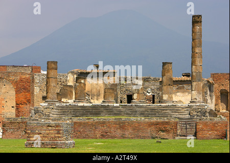 Pompeji Tusacany Italien Ruinen mit Versuvius im Hintergrund Stockfoto