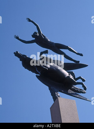 Stockholm-Schweden-Replik der Skulptur Mann und Pegasus des Bildhauers Carl Milles in Millesgarden Stockfoto