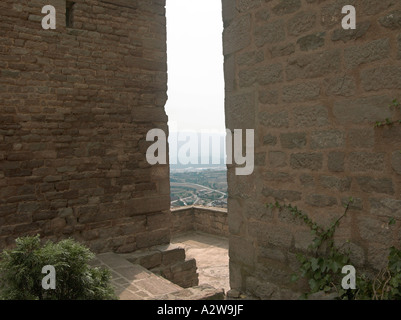 Castell de Cardona einer beeindruckenden neunten Jahrhundert Festung dominiert das Tal des Flusses Cardoner Barcelona Spanien Stockfoto