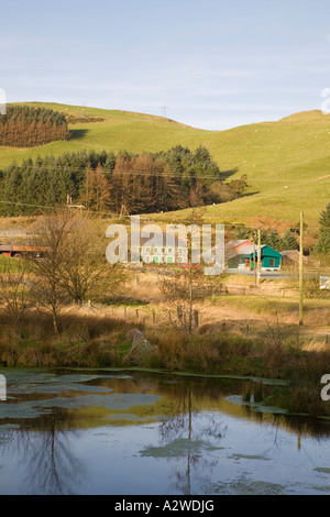 Llywernog Silber Lead Mine Museum und Teich in ländlichen Tal in Plynlimon Hügeln Ponterwyd Ceredigion Mid Wales UK Stockfoto