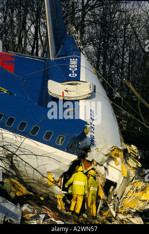 British Midland Flugzeug stürzt auf Autobahn M1, UK 1989 Stockfoto