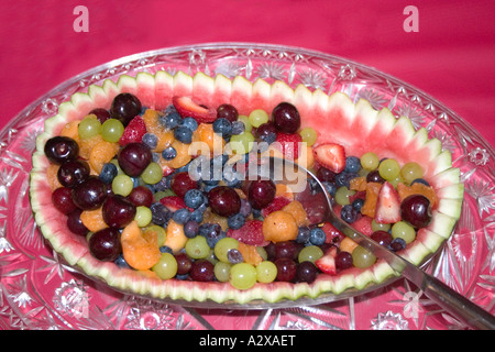 Gemischte Früchte in einer Schüssel überbackene Wassermelone. Minneapolis Minnesota USA Stockfoto