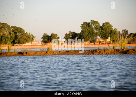 Fischerdorf am Ufer des Flusses Niger in der Nähe von Mopti in Mali, Westafrika Stockfoto