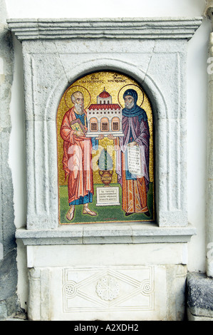 Kunstwerk im Kloster des Heiligen Johannes der Theologe in das Dorf Chora auf der Insel Patmos in Griechenland Stockfoto