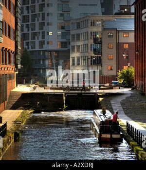 Rochdale Kanal Manchester UK nahe Bridgewater Hall auf der Rückseite Bridgewater Street Stockfoto