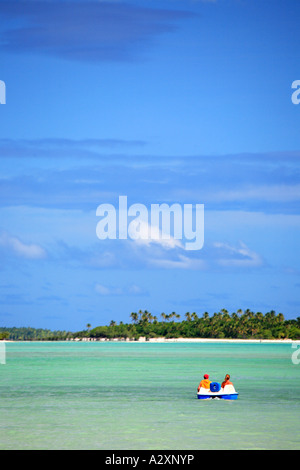 Paddelboot in Aitutaki Lagune Cook Inseln Polynesiens Stockfoto