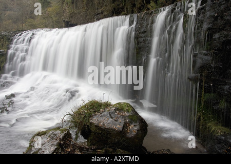 Mittlere Clungwyn Wasserfall Brecon Beacons Mitte Wales Stockfoto