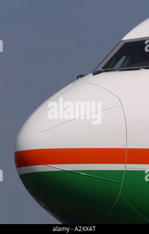 Verkehrsflugzeug Nase Cockpit Nahaufnahme detail Stockfoto