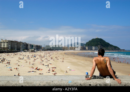 Strand von Playa De La Zurriola, San Sebastian, Spanien Stockfoto