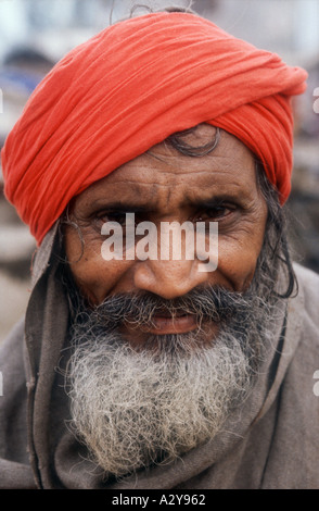 Porträt von älteren Mann mit turban Stockfoto