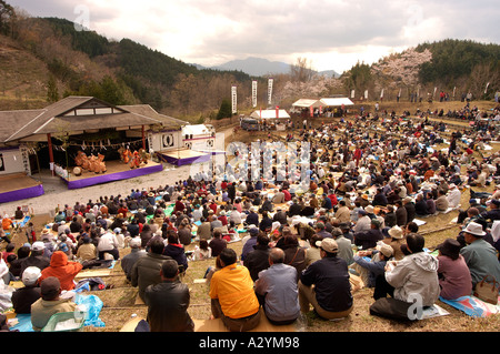 Kagura Spring Dance Festival Kiyokawa Dorf Oita Präfektur Kyushu, Japan Stockfoto