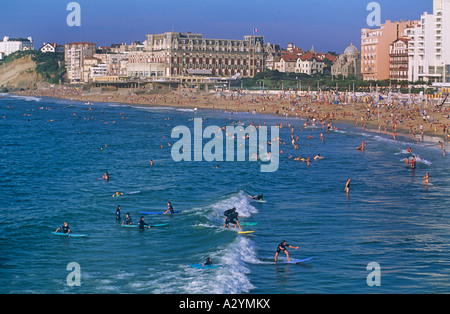 Strand, Grand Plage, prime Attraktion von Frankreichs stilvolle Biarritz Stockfoto