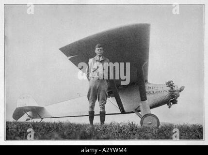 Lindbergh und Flugzeug Stockfoto