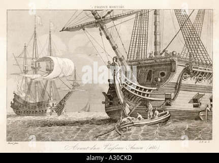 Französische Kriegsschiff 1660 Stockfoto