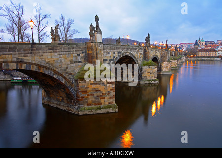 Charles Brücke Moldau Prag Tschechische Republik Europa Stockfoto