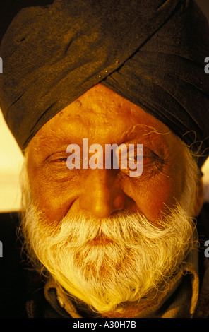 Ein Sikh Mann am goldenen Tempel Amritsar Punjab India Stockfoto