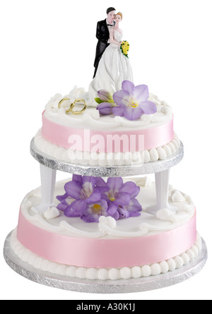 HOCHZEITSTORTE AUSGESCHNITTEN Stockfoto