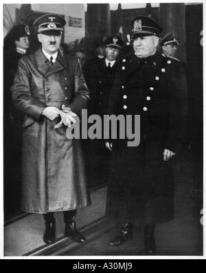 Mussolini Hitler treffen Stockfoto